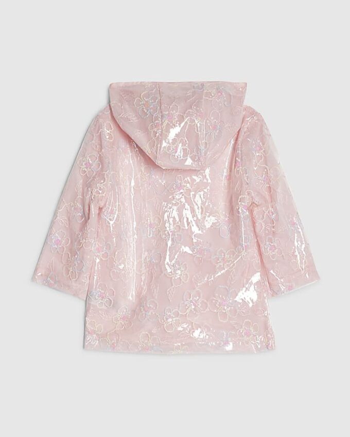 Mini Girls rosa blommig regnrock