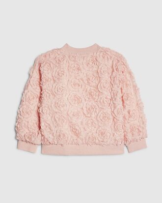 Mini Girls rosa bomberjacka med 3D-blommor