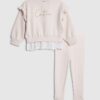 Mini Girls rosa broderad sweatshirtset Mini Girls rosa broderad sweatshirtset