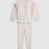 Mini Girls rosa broderad sweatshirtset Mini Girls rosa broderad sweatshirtset