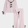Mini Girls rosa byxset med rosett Mini Girls rosa byxset med rosett