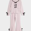 Mini Girls rosa byxset med rosett Mini Girls rosa byxset med rosett