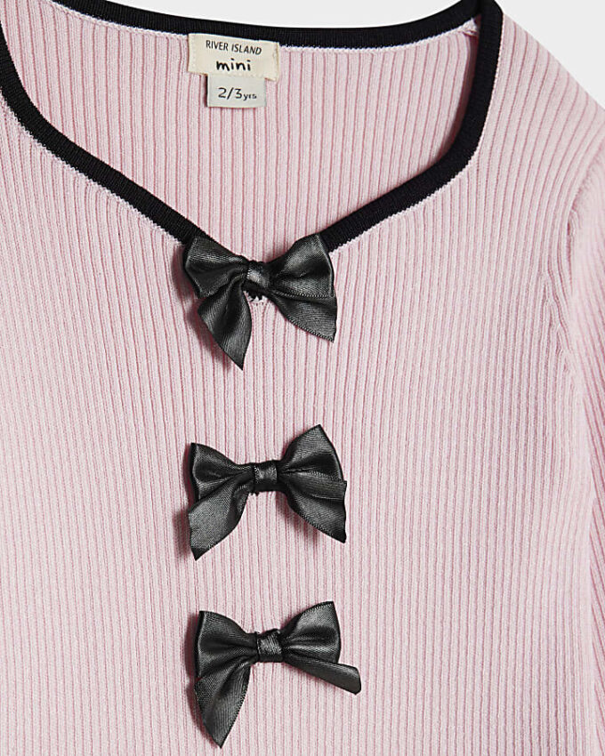 Mini Girls rosa byxset med rosett Mini Girls rosa byxset med rosett