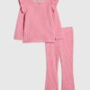 Mini Girls rosa kabelstickat T-shirt-set Mini Girls rosa kabelstickat T-shirt-set