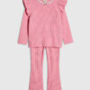 Mini Girls rosa kabelstickat T-shirt-set Mini Girls rosa kabelstickat T-shirt-set