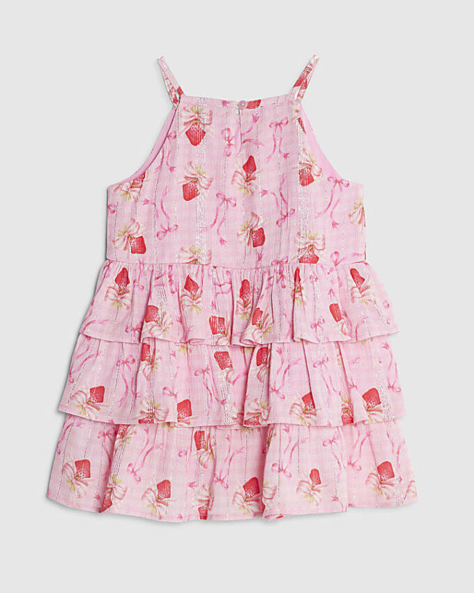 Mini Girls rosa klänning med jordgubbsmönster