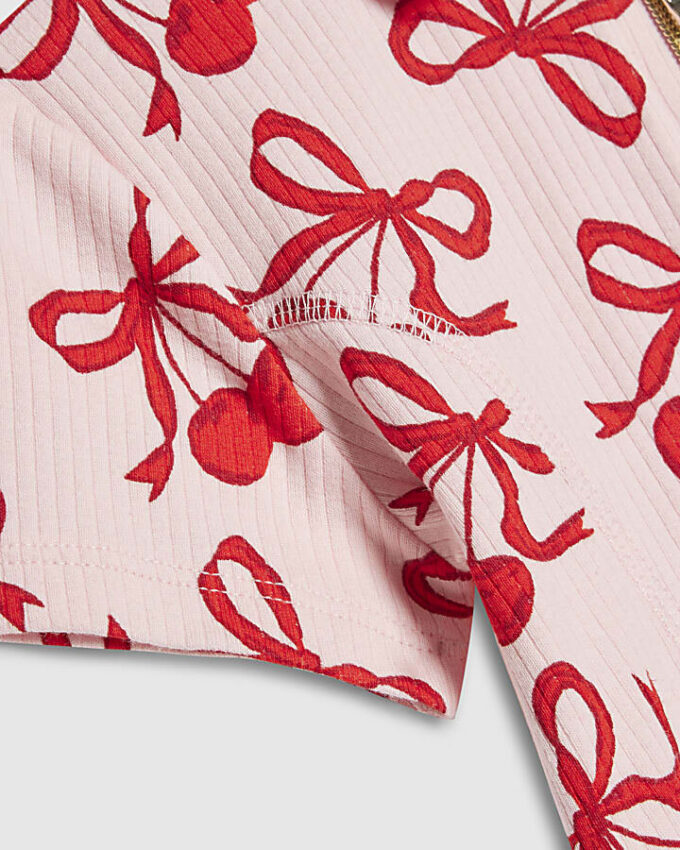 Mini Girls rosa klänning med körsbärsmönster