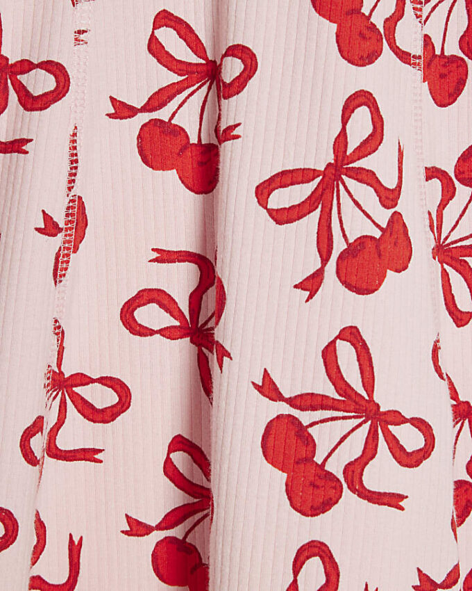 Mini Girls rosa klänning med körsbärsmönster