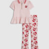 Mini Girls rosa leggingsset med körsbärsrosett Mini Girls rosa leggingsset med körsbärsrosett