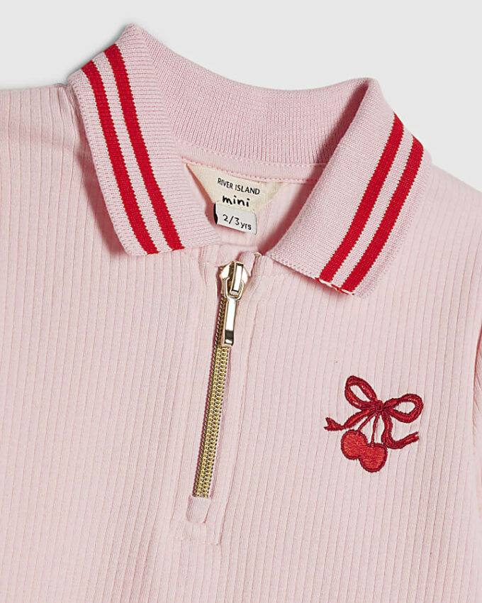 Mini Girls rosa leggingsset med körsbärsrosett Mini Girls rosa leggingsset med körsbärsrosett