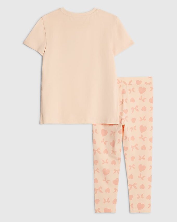 Mini Girls rosa Love T-shirt-set