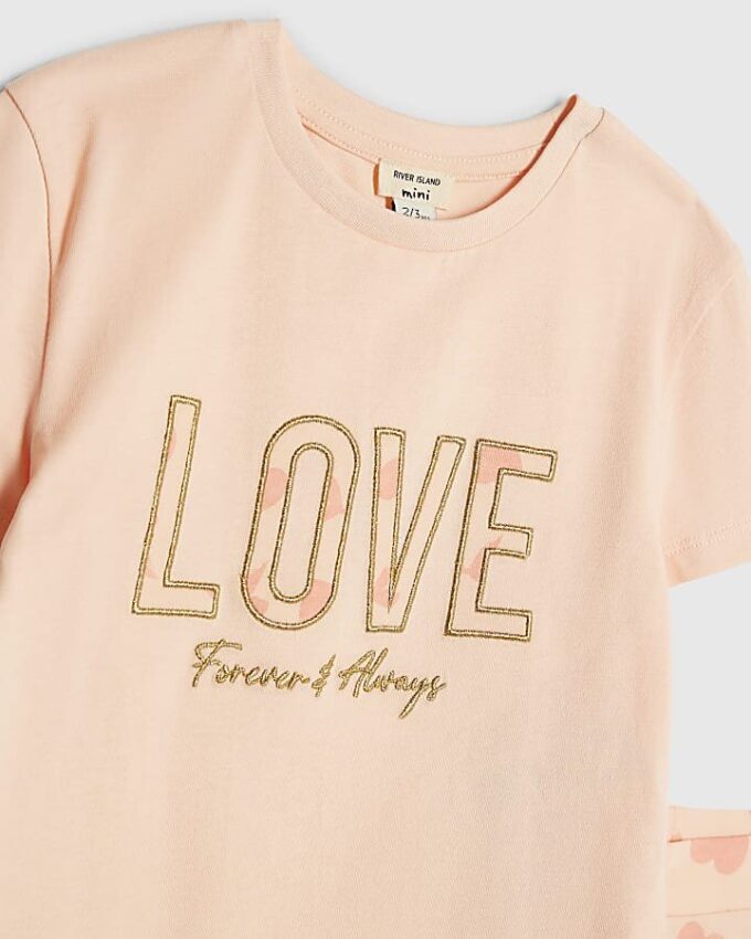 Mini Girls rosa Love T-shirt-set
