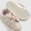 Mini Girls rosa monogram-skor med kardborreband och rosett