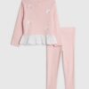 Mini Girls rosa pointelle 3D-rosett-set
