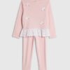Mini Girls rosa pointelle 3D-rosett-set