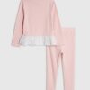Mini Girls rosa pointelle 3D-rosett-set