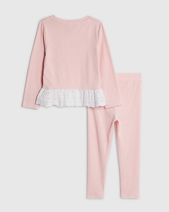 Mini Girls rosa pointelle 3D-rosett-set