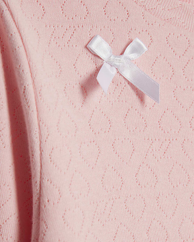 Mini Girls rosa pointelle 3D-rosett-set