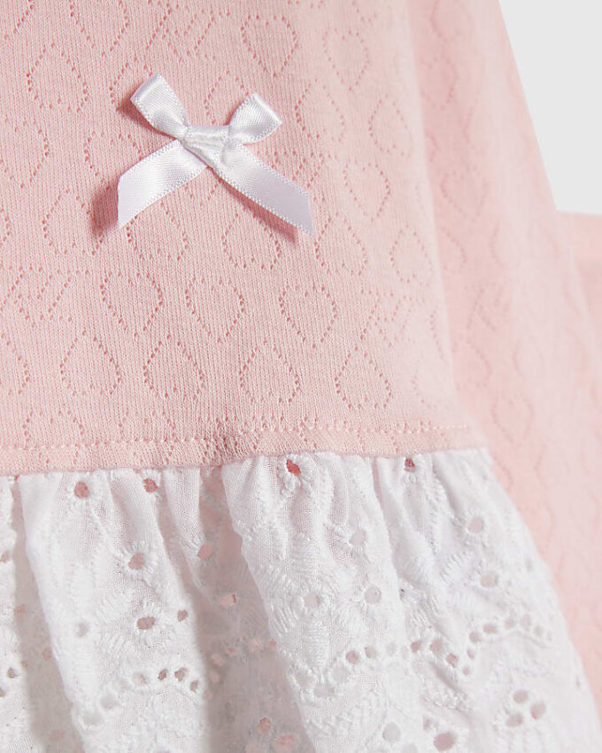 Mini Girls rosa pointelle 3D-rosett-set