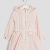 Mini Girls rosa regnrock med huva och peplum