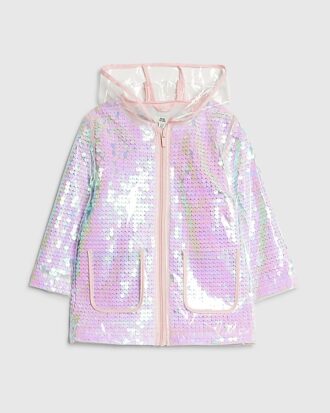 Mini Girls rosa regnrock med paljetter