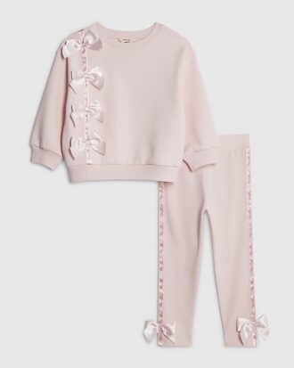 Mini Girls rosa RI Bow T-shirt-set
