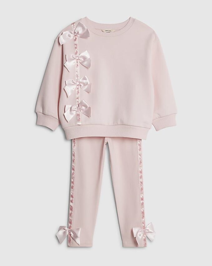 Mini Girls rosa RI Bow T-shirt-set Mini Girls rosa RI Bow T-shirt-set