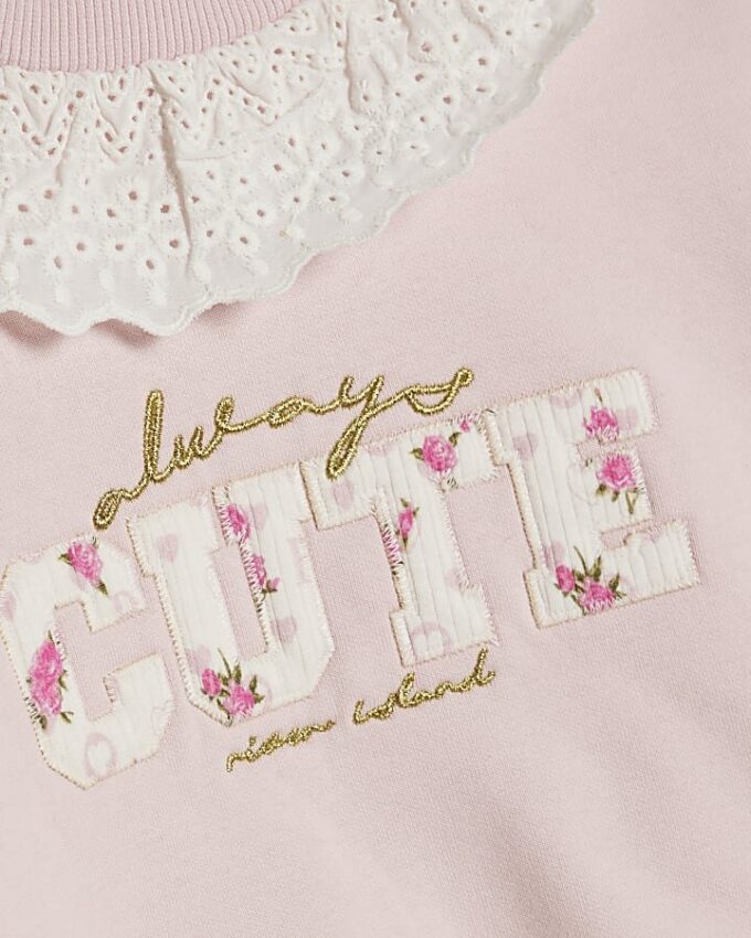 Mini Girls rosa set med krage Mini Girls rosa set med krage