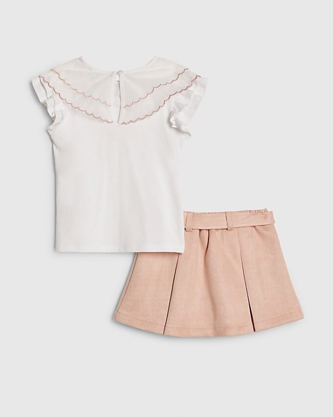 Mini Girls rosa set med skort i imitationsmocka Mini Girls rosa set med skort i imitationsmocka