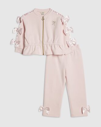 Mini Girls rosa set med sweatshirt och rosett