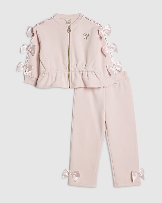 Mini Girls rosa set med sweatshirt och rosett Mini Girls rosa set med sweatshirt och rosett