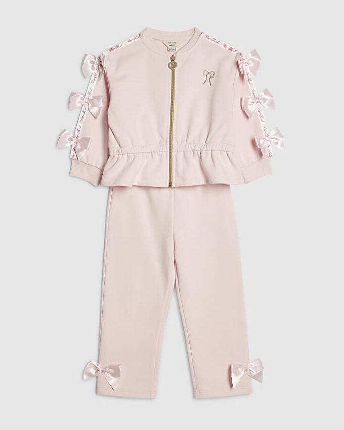 Mini Girls rosa set med sweatshirt och rosett Mini Girls rosa set med sweatshirt och rosett
