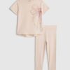 Mini Girls rosa set med T-shirt och leggings med rosett