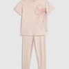 Mini Girls rosa set med T-shirt och leggings med rosett