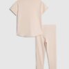 Mini Girls rosa set med T-shirt och leggings med rosett