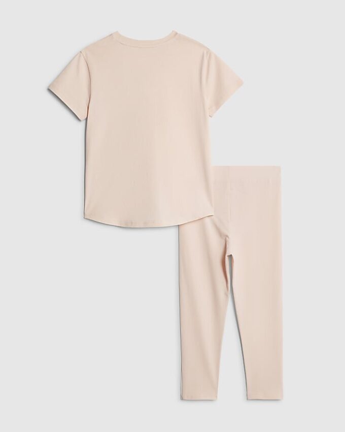 Mini Girls rosa set med T-shirt och leggings med rosett