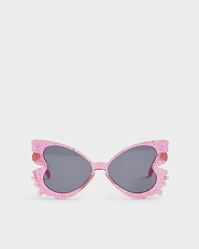 Mini Girls rosa solglasögon med konfetti- och fjärilsmönster