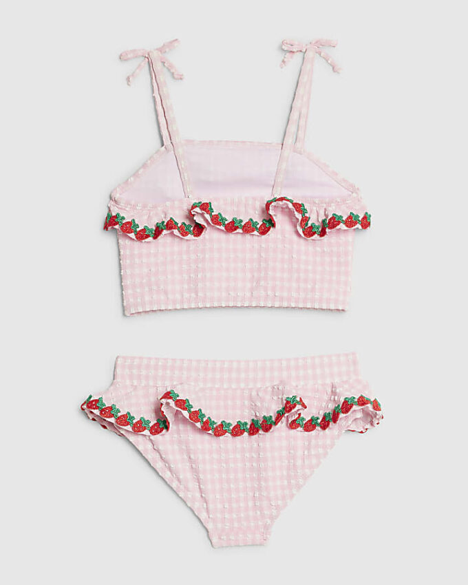 Mini Girls rosa tankini-set med jordgubbsmotiv Mini Girls rosa tankini-set med jordgubbsmotiv