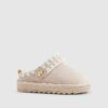 Mini Girls rosa tofflor med whipstitch-rem