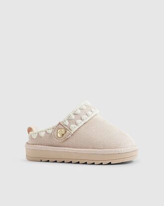 Mini Girls rosa tofflor med whipstitch-rem