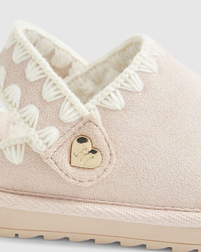 Mini Girls rosa tofflor med whipstitch-rem