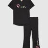 Mini Girls svart River T-shirt-set