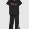 Mini Girls svart River T-shirt-set