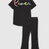 Mini Girls svart River T-shirt-set