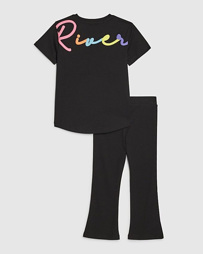 Mini Girls svart River T-shirt-set