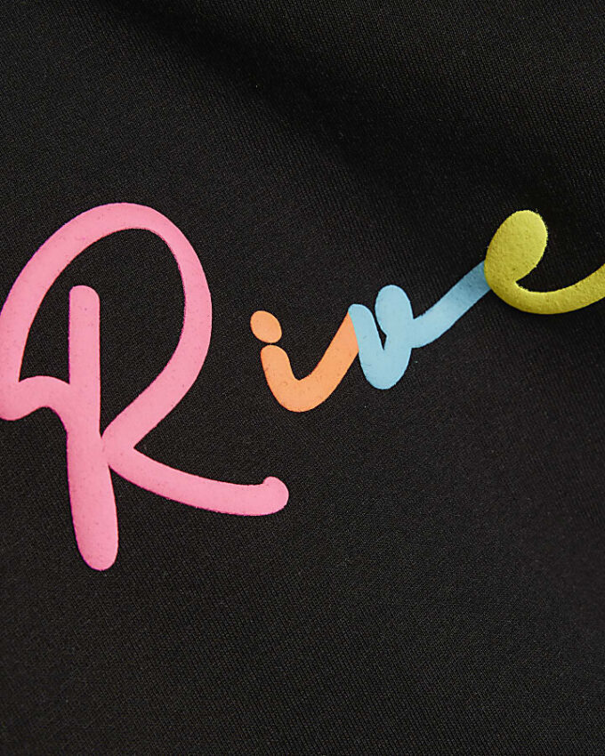 Mini Girls svart River T-shirt-set