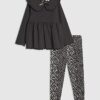 Mini Girls svart toppset med ribbad krage Mini Girls svart toppset med ribbad krage