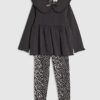 Mini Girls svart toppset med ribbad krage Mini Girls svart toppset med ribbad krage