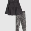 Mini Girls svart toppset med ribbad krage Mini Girls svart toppset med ribbad krage