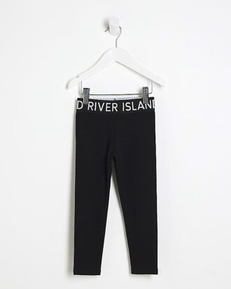 Mini Girls svarta leggings med elastisk midja
